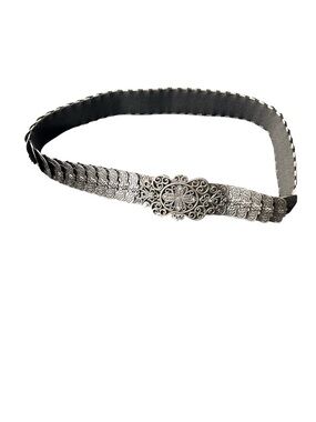 Vintage Art Deco Style Silver Tone Metal Filigree Slinky Stretch Belt